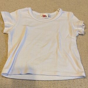 Lucy Ribbed White Kids Tee